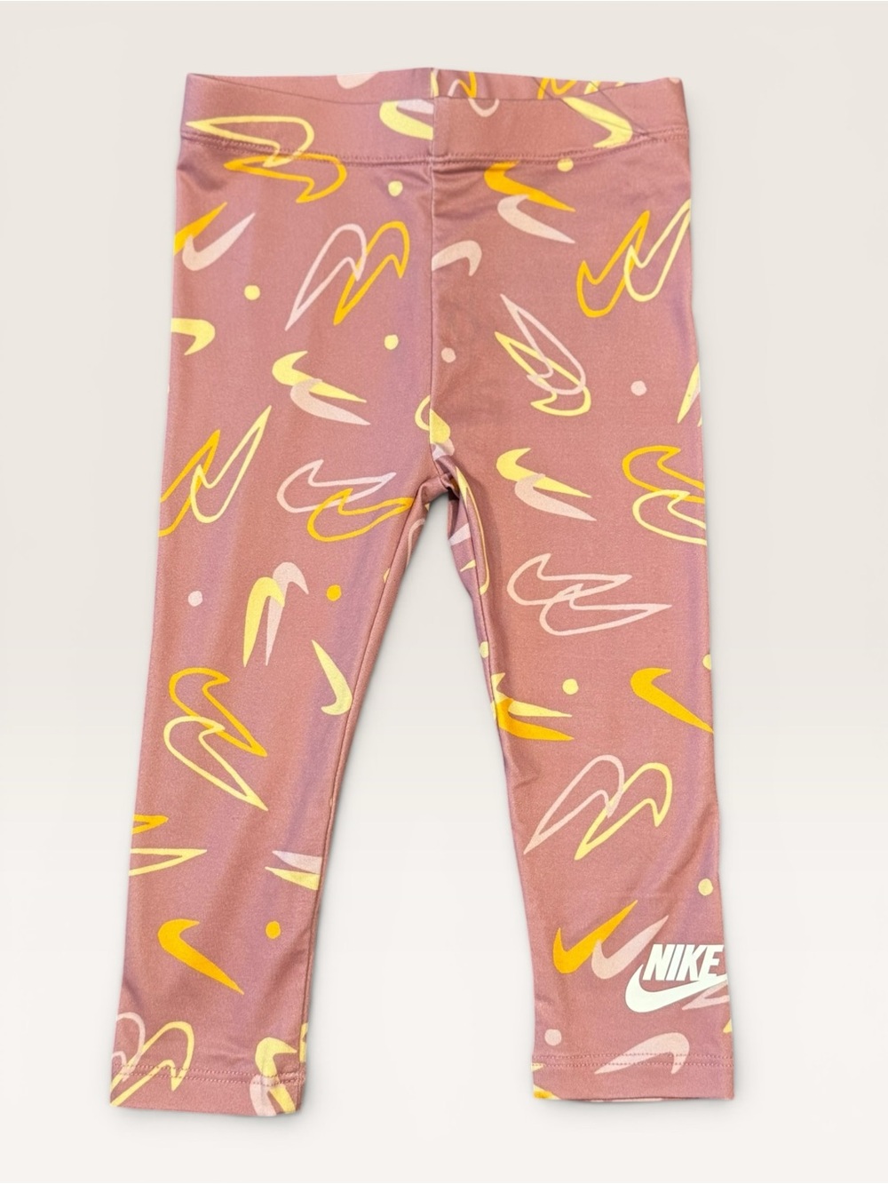NWOT Nike Baby Girl Mauve Pink All-Over Swoosh Print Leggings 18 Months